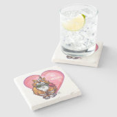 Dessous-de-verre En Pierre Ginger Cat Saint-Valentin (Côté)