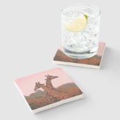 Dessous-de-verre En Pierre Girafe au ciel rose (Côté)