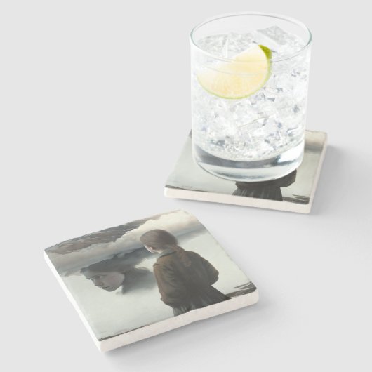 Dessous-de-verre En Pierre Girl with clouds (Côté)