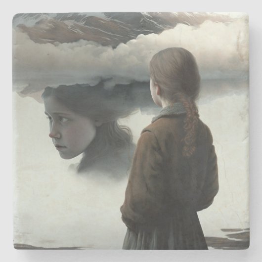 Dessous-de-verre En Pierre Girl with clouds (Devant)