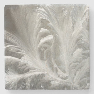 Dessous-de-verre En Pierre Givre d'hiver cristal de glace gris blanc élégant 