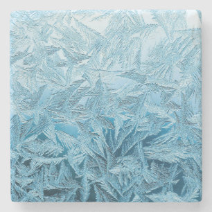 Dessous-de-verre En Pierre Givre d'hiver pierre de glace bleu argentée sous-v