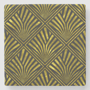 Dessous-de-verre En Pierre Glam de déco : Motif or et noir