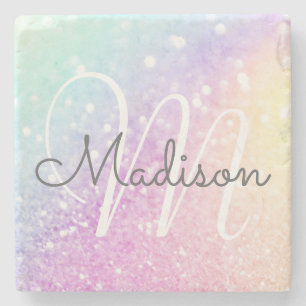 Dessous-de-verre En Pierre Glam Iridescente Parties scintillant colorée perso