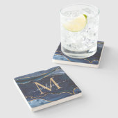 Dessous-de-verre En Pierre Glam Navy Blue Gold Agate Géode Parties scintillan (Côté)