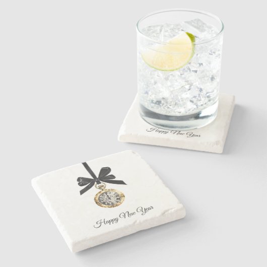 Dessous-de-verre En Pierre Glitzy Gold Silver New Year Midnight Hour (Côté)