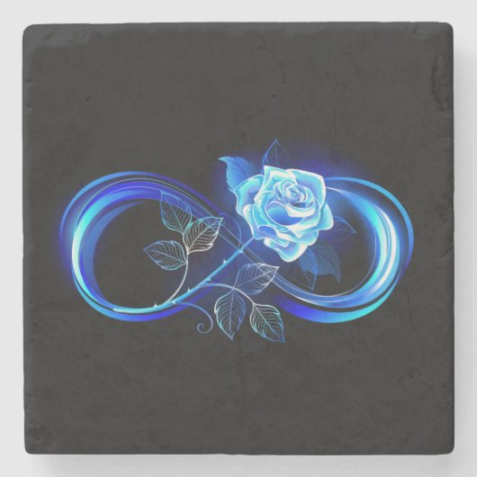 Dessous-de-verre En Pierre Glowing infinity with blue rose (Devant)