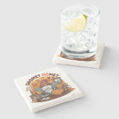 Dessous-de-verre En Pierre Gnome à la maison citrouille saisonnier design (Côté)