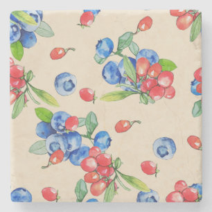 Dessous-de-verre En Pierre Goji, bleuet : aquarelle motif.