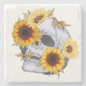 DESSOUS-DE-VERRE EN PIERRE GOLDEN BLOOM SKULL (Devant)