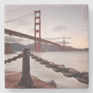 Dessous-de-verre En Pierre Golden gate bridge contre des montagnes