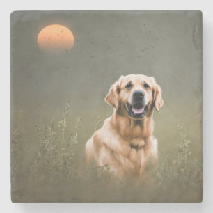 Dessous-de-verre En Pierre Golden Retriever