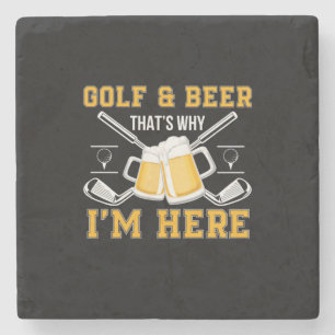 Dessous-de-verre En Pierre Golf et bière d'anniversaire pour buveur de bière