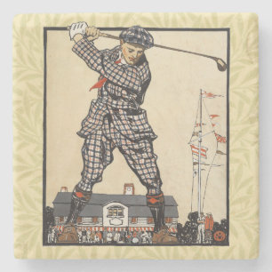 Dessous-de-verre En Pierre Golf Golfeur Vintage Antique Golf