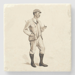 Dessous-de-verre En Pierre Golfeur vintage avec tuyau et bottes de tabac