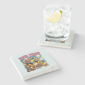 Dessous-de-verre En Pierre Good Vibes - Sunshine - Été rétro (Côté)