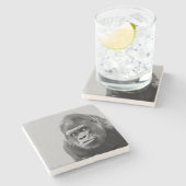 Dessous-de-verre En Pierre Gorille noire blanche (Côté)