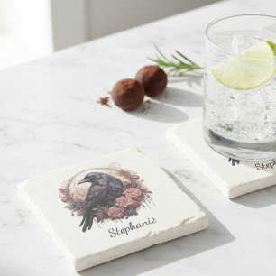 Dessous-de-verre En Pierre Gothique Raven Académie Sombre Florale