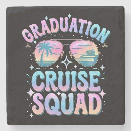 Dessous-de-verre En Pierre Graduation Cruise Squad Cruising Ship Retro (Devant)