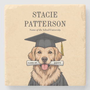 Dessous-de-verre En Pierre Graduation personnalisée mignon Golden Retriever C