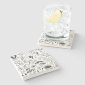 Dessous-de-verre En Pierre Graffiti mignon : Doodle Art Set. (Côté)