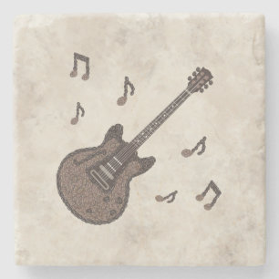 Dessous-de-verre En Pierre Grains de café-Café-Guitare-Art du café-Musique-