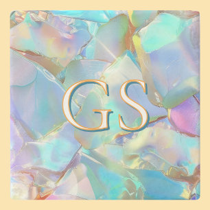 Dessous-de-verre En Pierre Grand monogramme ou nom sur Opal