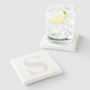 Dessous-de-verre En Pierre Grand Monogramme Simple N'Importe Quel gris clair 