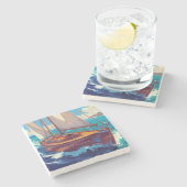 Dessous-de-verre En Pierre Grand navire en mer (Côté)