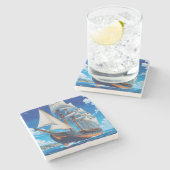 Dessous-de-verre En Pierre Grand navire en mer (Côté)