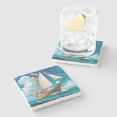 Dessous-de-verre En Pierre Grand navire en mer (Côté)