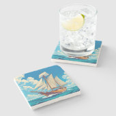 Dessous-de-verre En Pierre Grand navire en mer (Côté)