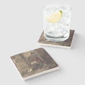 Dessous-de-verre En Pierre Grand-Père S'Occupe De Son Petit-Fils (Côté)