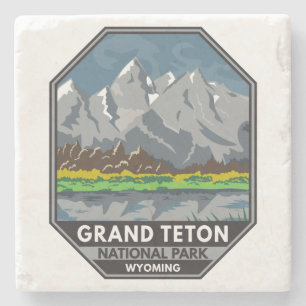 Dessous-de-verre En Pierre Grand Teton National Park Wyoming Vintage
