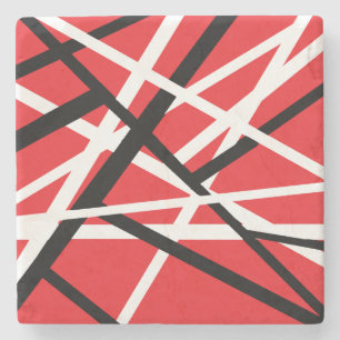 Dessous-de-verre En Pierre graphisme rouge, noir et blanc