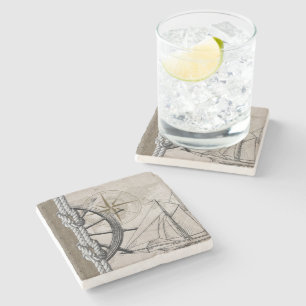 Dessous-de-verre En Pierre Graphisme vintage beige et Brown