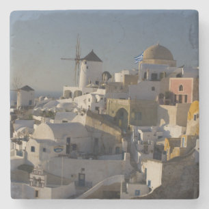 Dessous-de-verre En Pierre Grèce et île grecque de Santorin ville d'Oia