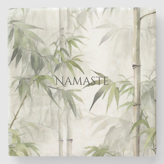 Dessous-de-verre En Pierre Green Bamboo Mindfulness Yoga (Devant)