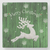 Dessous-de-verre En Pierre Green Rustic Christmas Reindeer Dessous de verre e (Devant)