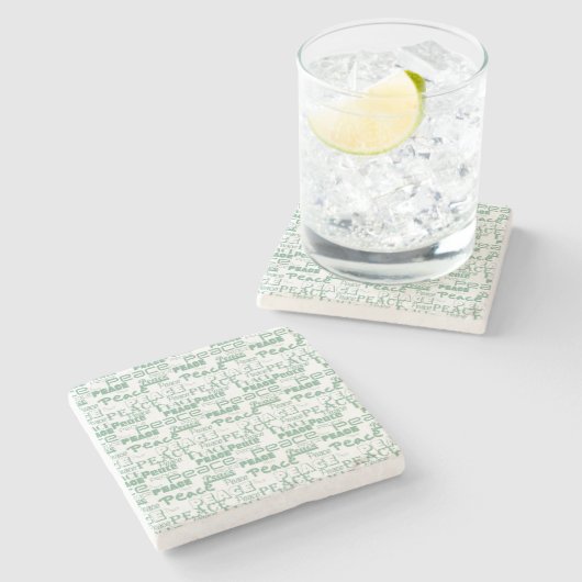 Dessous-de-verre En Pierre Green White Inspiration Peace (Côté)