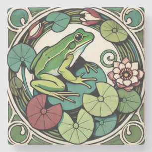 Dessous-de-verre En Pierre Grenouille sur Lilypads
