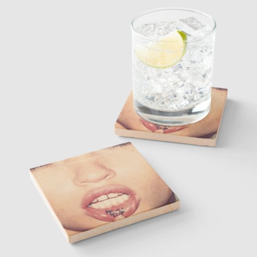 Dessous-de-verre En Pierre Grès de "Meow" (Côté)