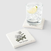 Dessous-de-verre En Pierre Grimoire Rose Blanche (Côté)