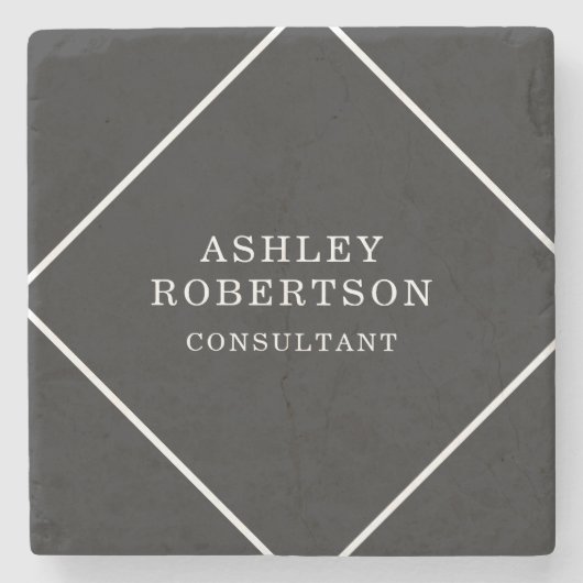 Dessous-de-verre En Pierre Gris Noir Professionnel Design tendance minimalist (Devant)