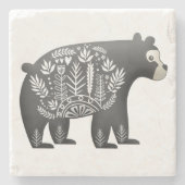 Dessous-de-verre En Pierre Gris scandinave d'art d'ours (Devant)