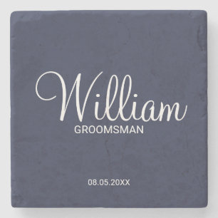 Dessous-de-verre En Pierre Groomsman Personnalisé bleu marine moderne