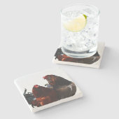 Dessous-de-verre En Pierre Gros Coq Petit coq Agritourisme Style Dessous de v (Côté)