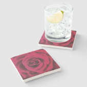 Dessous-de-verre En Pierre Grosse Rose rouge (Côté)