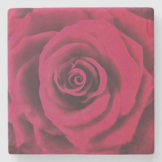 Dessous-de-verre En Pierre Grosse Rose rouge (Devant)