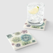Dessous-de-verre En Pierre Groupe de succulents (Côté)